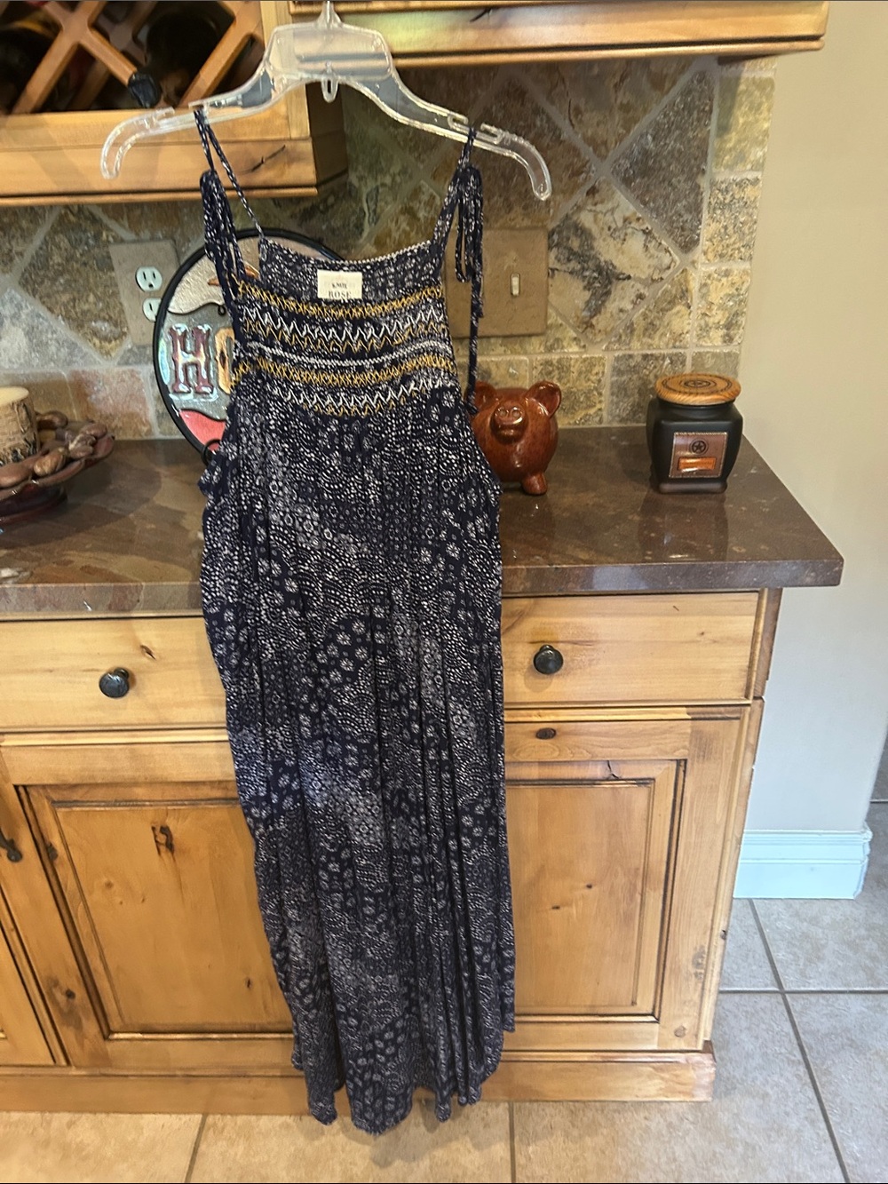 Knox Rose Navy and White Patterned Maxi Dress